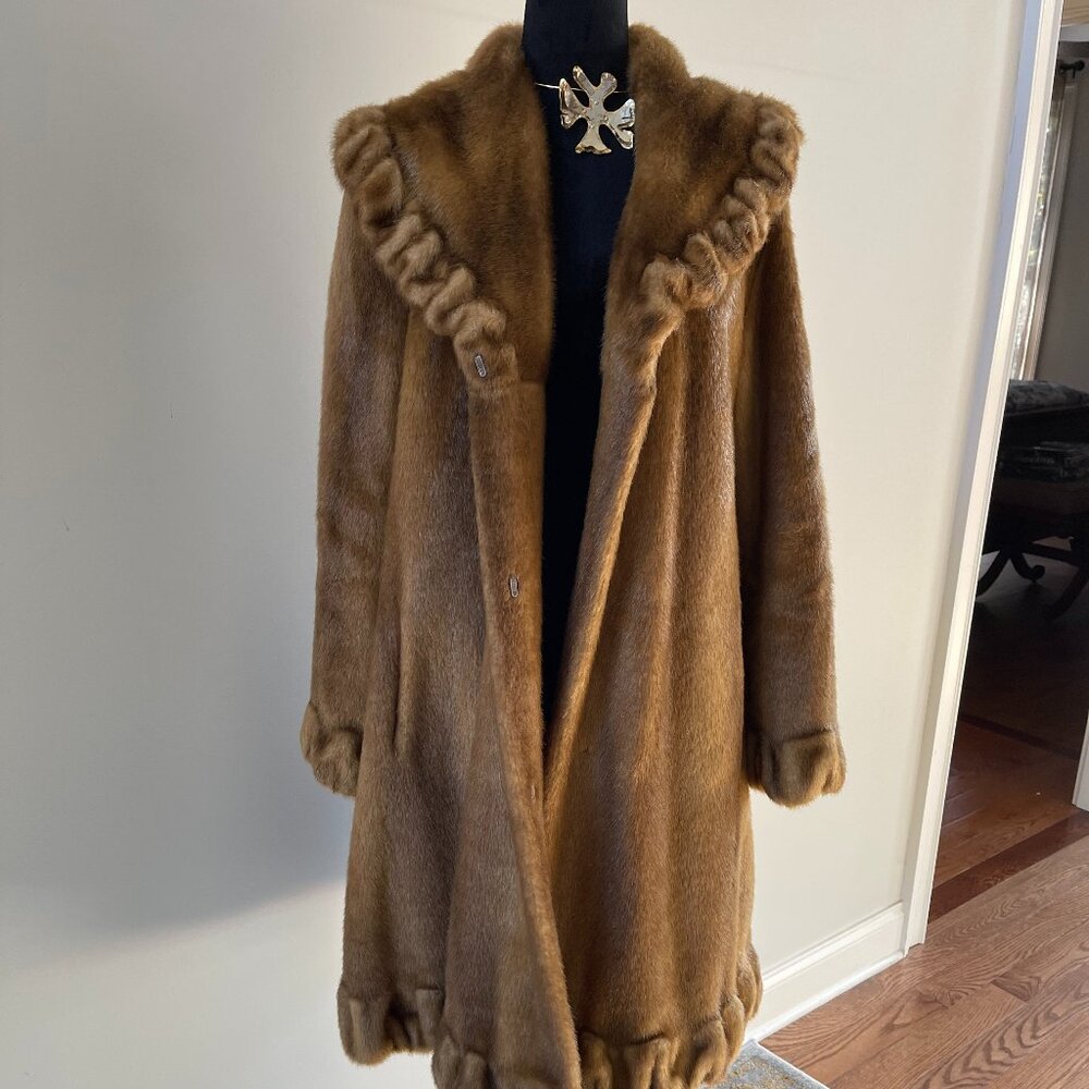 Jones New York Faux Fur Midi Length Winter Coat